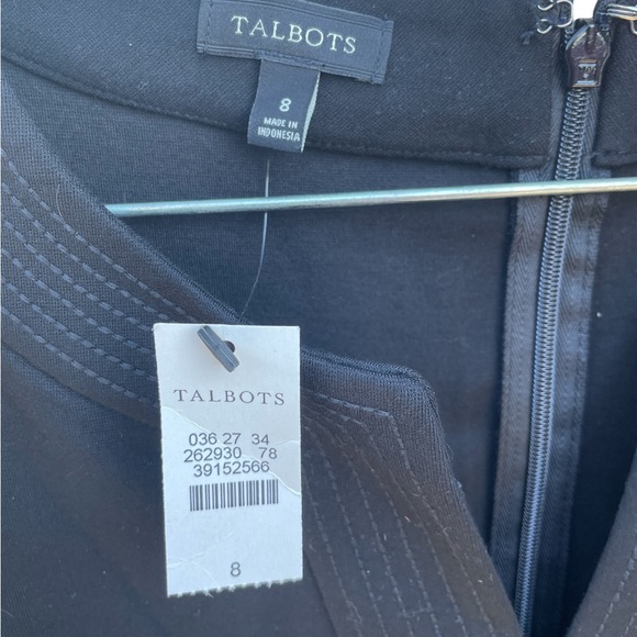 TALBOTS $129 Seamed Ponte Stretch 3/4 Sleeve Shift Dress Black Size 8 - Picture 5 of 7